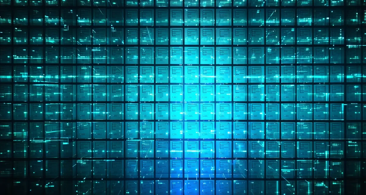 Abstract M&A data room visualization showing document volume processing for deal diligence